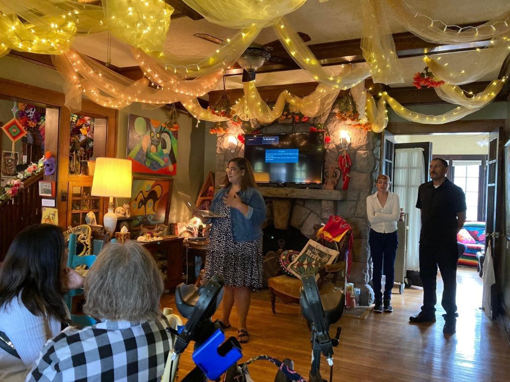 A decorated house exhibition space for a cultural celebration.